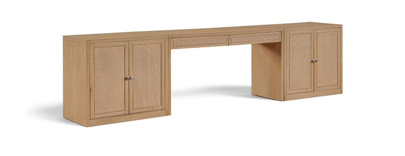 Avro Cane, Solid Wood And Oak Veneer 3pc. Desk in Natural - 77073Natural-T