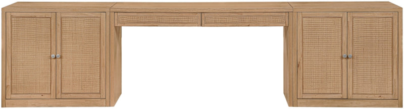Avro Cane, Solid Wood And Oak Veneer 3pc. Desk in Natural - 77073Natural-T