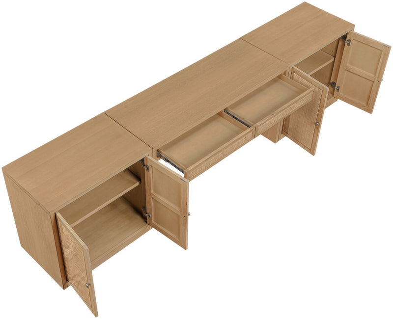 Avro Cane, Solid Wood And Oak Veneer 3pc. Desk in Natural - 77073Natural-T