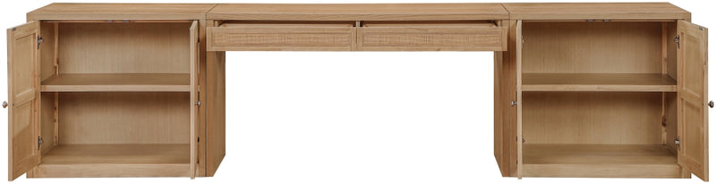 Avro Cane, Solid Wood And Oak Veneer 3pc. Desk in Natural - 77073Natural-T