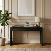 Avro Cane, Solid Wood And Oak Veneer Desk in Black - 77051Black-T
