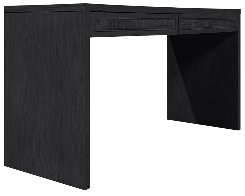 Avro Cane, Solid Wood And Oak Veneer Desk in Black - 77051Black-T