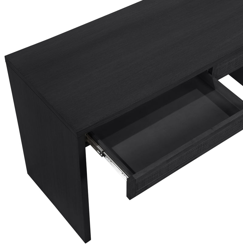 Avro Cane, Solid Wood And Oak Veneer Desk in Black - 77051Black-T