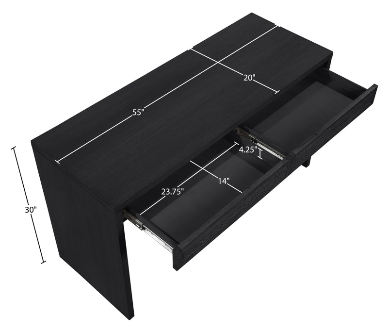 Avro Cane, Solid Wood And Oak Veneer Desk in Black - 77051Black-T