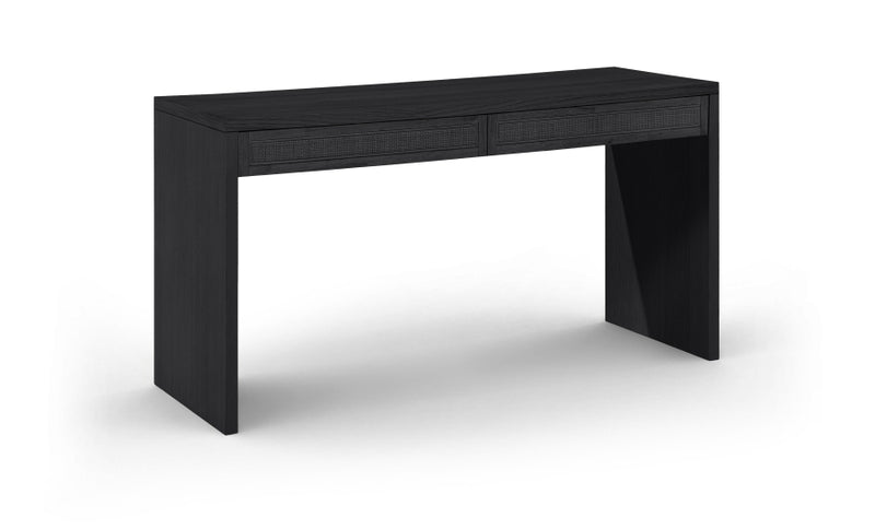 Avro Cane, Solid Wood And Oak Veneer Desk in Black - 77051Black-T