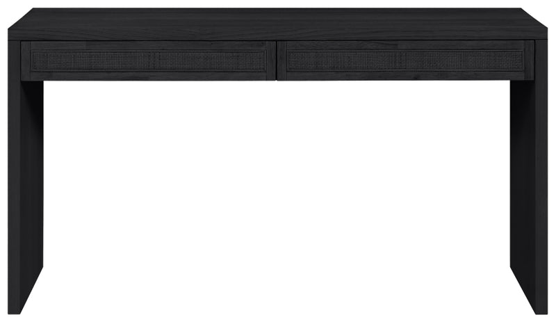 Avro Cane, Solid Wood And Oak Veneer Desk in Black - 77051Black-T