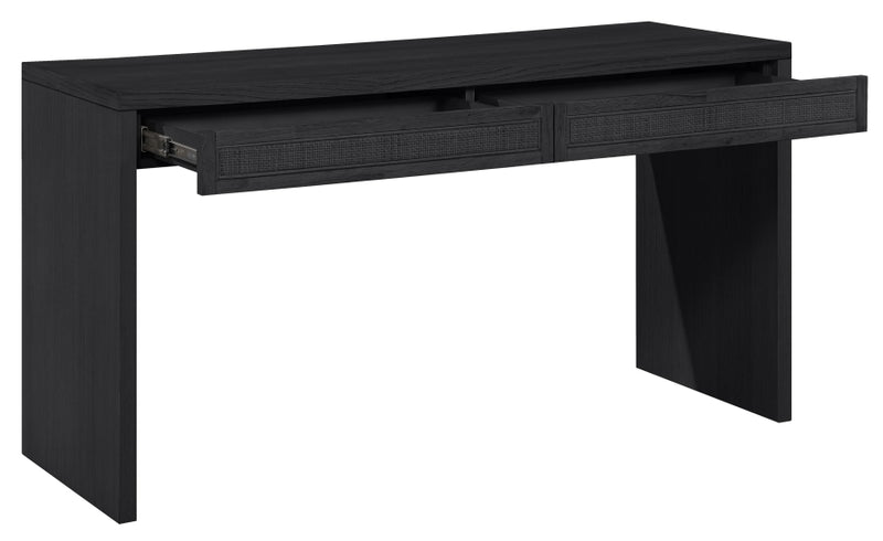 Avro Cane, Solid Wood And Oak Veneer Desk in Black - 77051Black-T