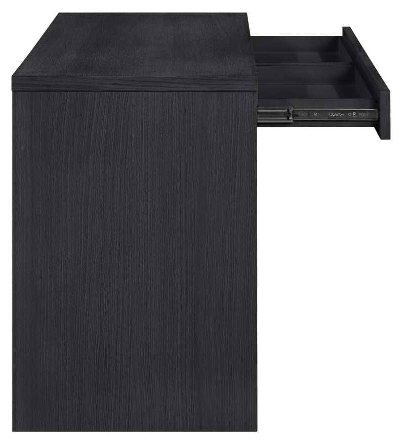 Avro Cane, Solid Wood And Oak Veneer Desk in Black - 77051Black-T