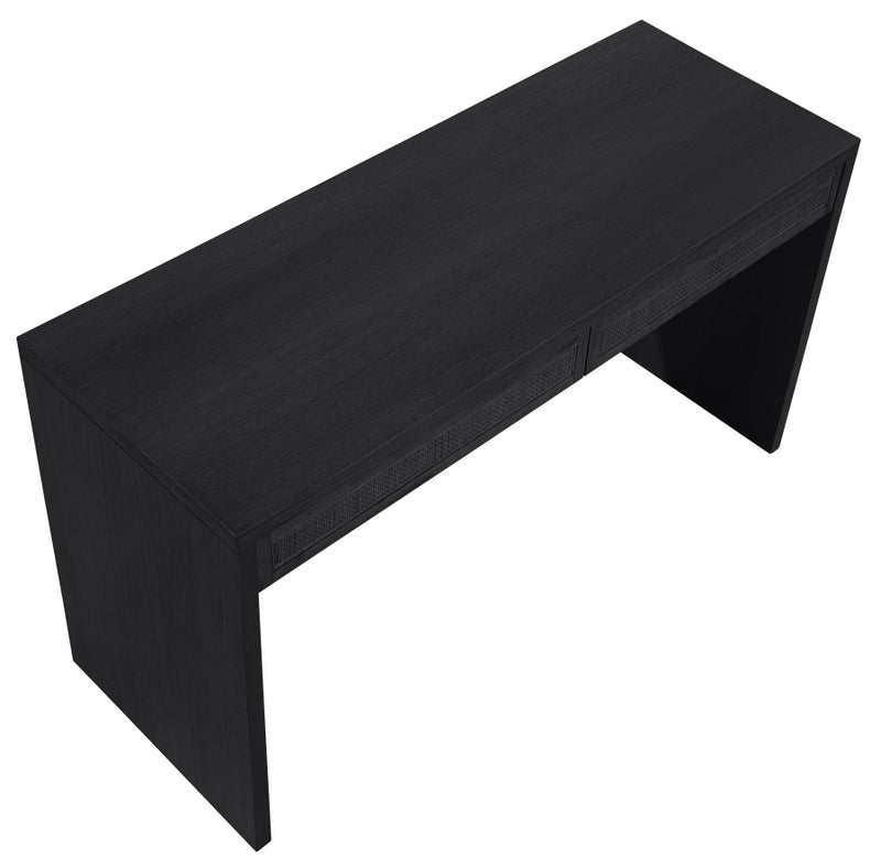 Avro Cane, Solid Wood And Oak Veneer Desk in Black - 77051Black-T