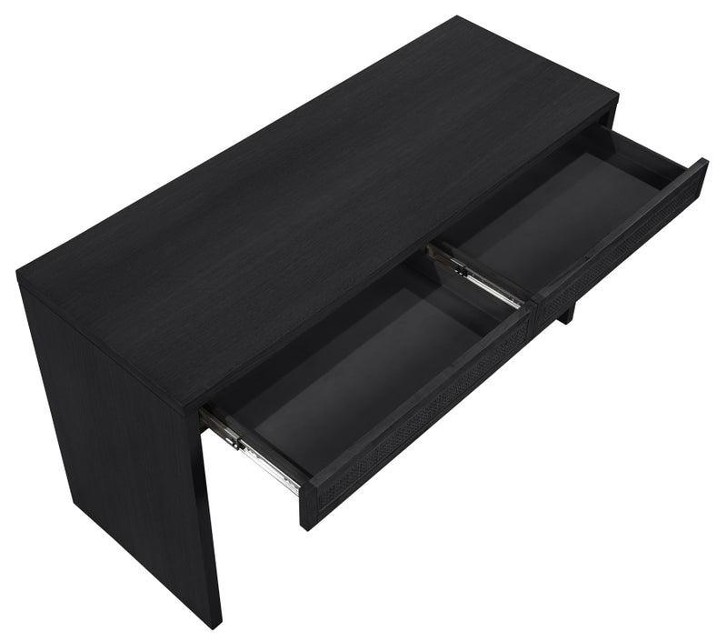 Avro Cane, Solid Wood And Oak Veneer Desk in Black - 77051Black-T
