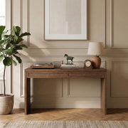 Avro Cane, Solid Wood And Oak Veneer Desk in Brown - 77051Brown-T