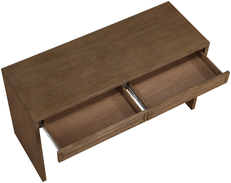 Avro Cane, Solid Wood And Oak Veneer Desk in Brown - 77051Brown-T