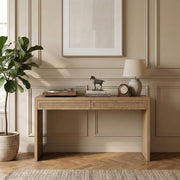 Avro Cane, Solid Wood And Oak Veneer Desk in Natural - 77051Natural-T