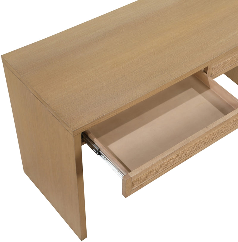 Avro Cane, Solid Wood And Oak Veneer Desk in Natural - 77051Natural-T