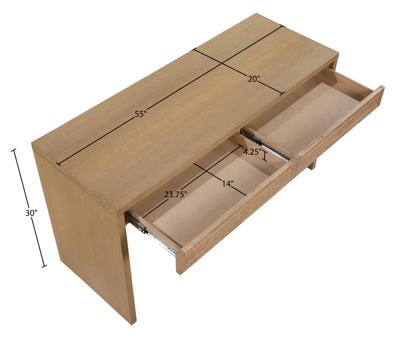 Avro Cane, Solid Wood And Oak Veneer Desk in Natural - 77051Natural-T