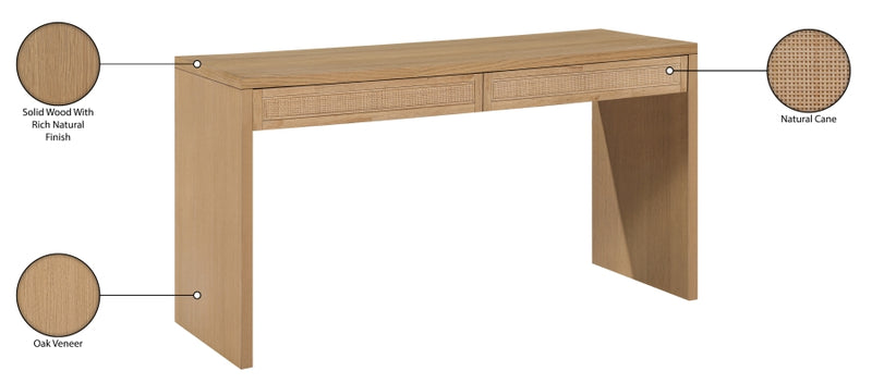 Avro Cane, Solid Wood And Oak Veneer Desk in Natural - 77051Natural-T
