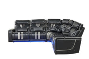 Axiom - Black Power Recliner Sectional with Power Headrest, Storage Console, Wireless Charger, Hidden Cup Holder, Storage Armrest, Immersive Sound Speakers and Seating, RGB Interactive LED, Zero Gravity and USB Charger - CS832-Sectional-Black