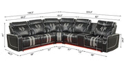 Axiom - Black Power Recliner Sectional with Power Headrest, Storage Console, Wireless Charger, Hidden Cup Holder, Storage Armrest, Immersive Sound Speakers and Seating, RGB Interactive LED, Zero Gravity and USB Charger - CS832-Sectional-Black