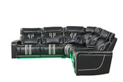 Axiom - Black Power Recliner Sectional with Power Headrest, Storage Console, Wireless Charger, Hidden Cup Holder, Storage Armrest, Immersive Sound Speakers and Seating, RGB Interactive LED, Zero Gravity and USB Charger - CS832-Sectional-Black