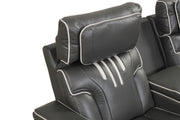 Axiom - Gray Power Recliner Loveseat with Power Headrest, Storage Console, Wireless Charger, Zero Gravity, Hidden Integrated Bluetooth sound system, Decorative top stitching, Storage Armrest, Pull-Out Cup Holder and USB Charger - L658-L