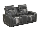 Axiom - Gray Power Recliner Loveseat with Power Headrest, Storage Console, Wireless Charger, Zero Gravity, Hidden Integrated Bluetooth sound system, Decorative top stitching, Storage Armrest, Pull-Out Cup Holder and USB Charger - L658-L