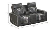 Axiom - Gray Power Recliner Loveseat with Power Headrest, Storage Console, Wireless Charger, Zero Gravity, Hidden Integrated Bluetooth sound system, Decorative top stitching, Storage Armrest, Pull-Out Cup Holder and USB Charger - L658-L