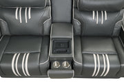 Axiom - Gray Power Recliner Sectional with Power Headrest, Storage Console, Wireless Charger, Hidden Cup Holder, Storage Armrest, Immersive Sound Speakers and Seating, RGB Interactive LED, Zero Gravity and USB Charger - S435-Sectional
