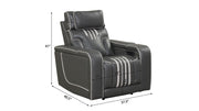 Axiom - Gray Power Recliner with Power Headrest, Hidden Integrated Bluetooth sound system, Decorative top stitching, Zero Gravity, Storage Armrest and USB Charger - L658-R
