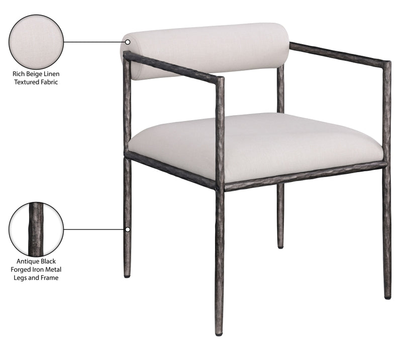 Axis Linen Textured Fabric Upholstered Dining Chair in Beige, Set of 2 - 88090Beige-C