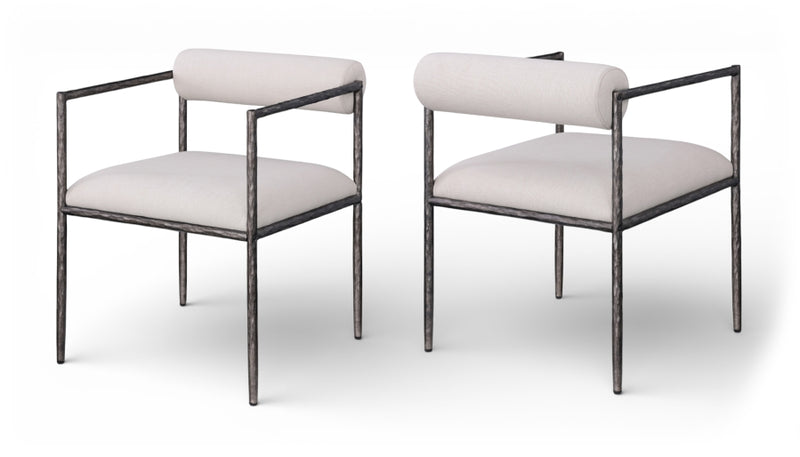 Axis Linen Textured Fabric Upholstered Dining Chair in Beige, Set of 2 - 88090Beige-C