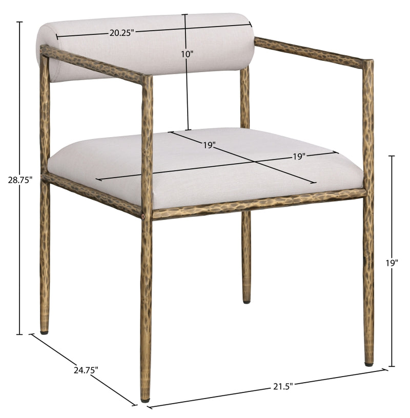 Axis Linen Textured Fabric Upholstered Dining Chair in Beige, Set of 2 - 88097Beige-C