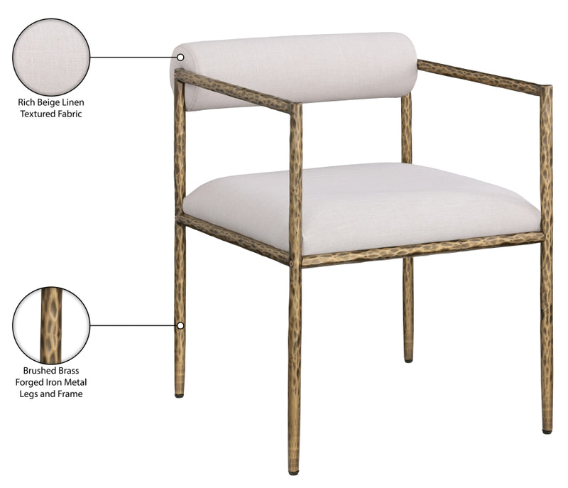 Axis Linen Textured Fabric Upholstered Dining Chair in Beige, Set of 2 - 88097Beige-C