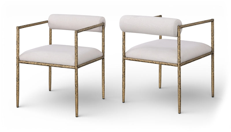 Axis Linen Textured Fabric Upholstered Dining Chair in Beige, Set of 2 - 88097Beige-C