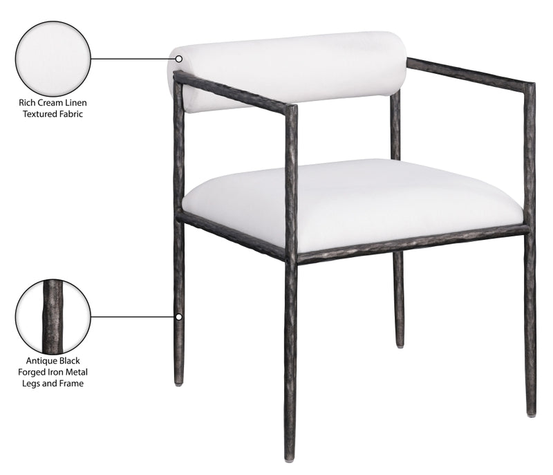 Axis Linen Textured Fabric Upholstered Dining Chair in Cream, Set of 2 - 88090Cream-C