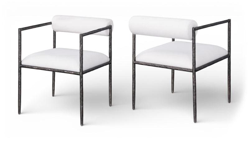 Axis Linen Textured Fabric Upholstered Dining Chair in Cream, Set of 2 - 88090Cream-C