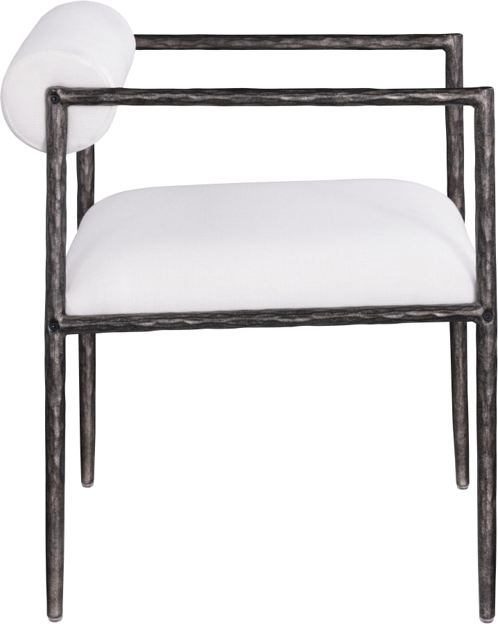 Axis Linen Textured Fabric Upholstered Dining Chair in Cream, Set of 2 - 88090Cream-C