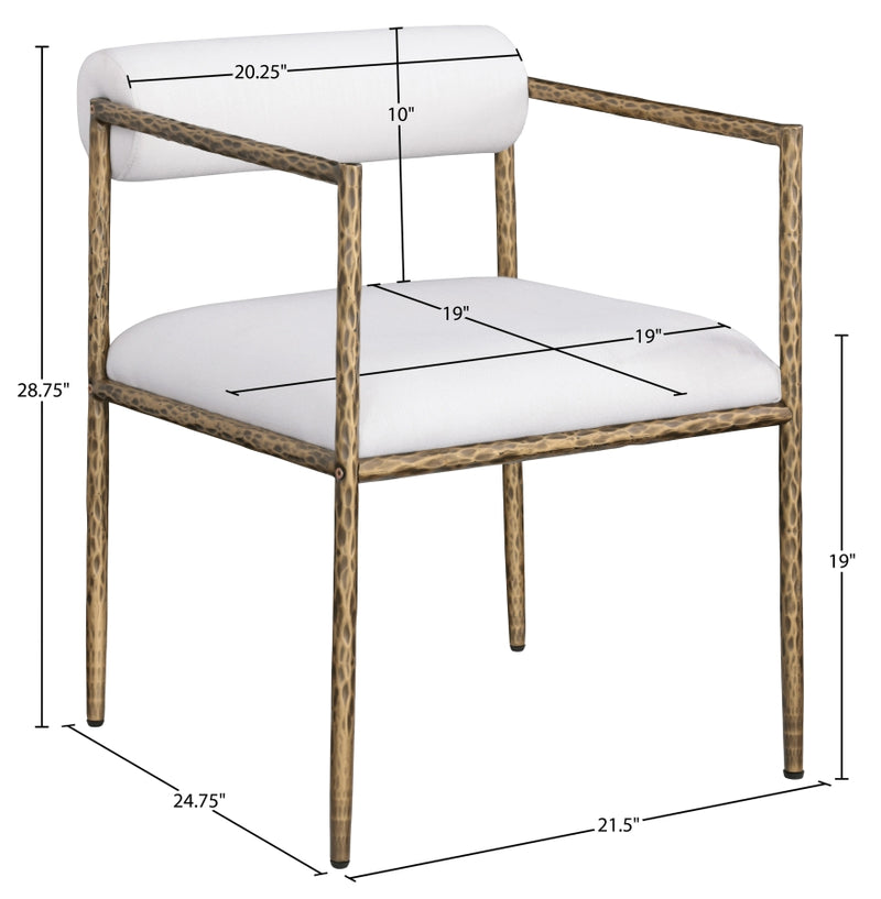 Axis Linen Textured Fabric Upholstered Dining Chair in Cream, Set of 2 - 88097Cream-C