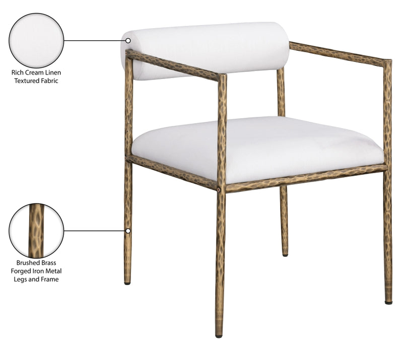Axis Linen Textured Fabric Upholstered Dining Chair in Cream, Set of 2 - 88097Cream-C