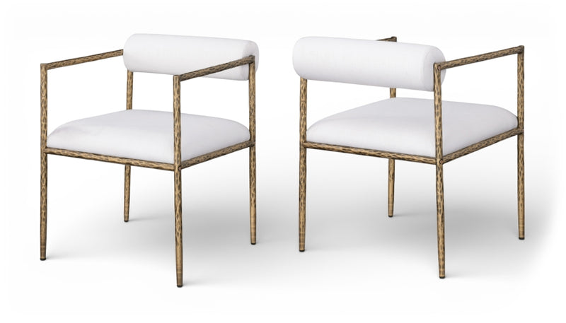 Axis Linen Textured Fabric Upholstered Dining Chair in Cream, Set of 2 - 88097Cream-C