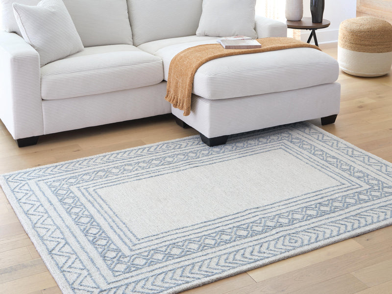 Azelhurst Blue/Ivory/Gray 5' x 7' Area Rug - R407852