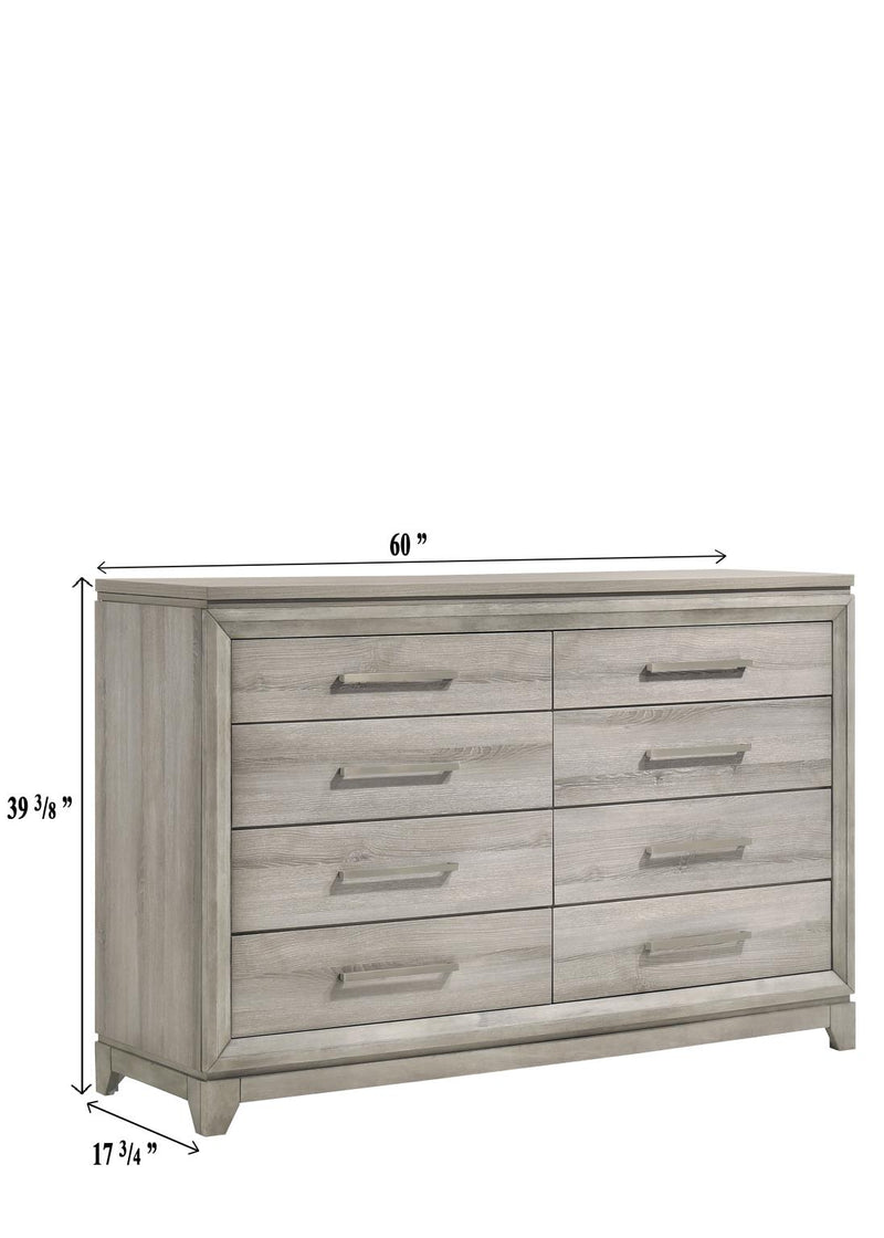 Azteria - 8 Drawers Gray Dresser - B336-D