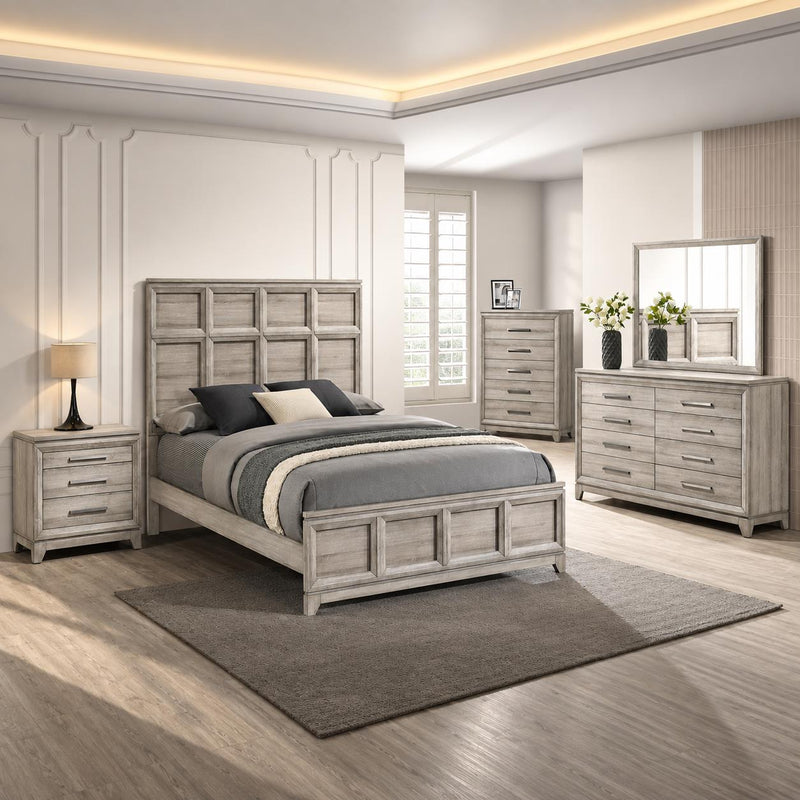 Azteria - Gray King Bed, Dresser, Mirror, Chest, Nightstand - B336-KDMCN