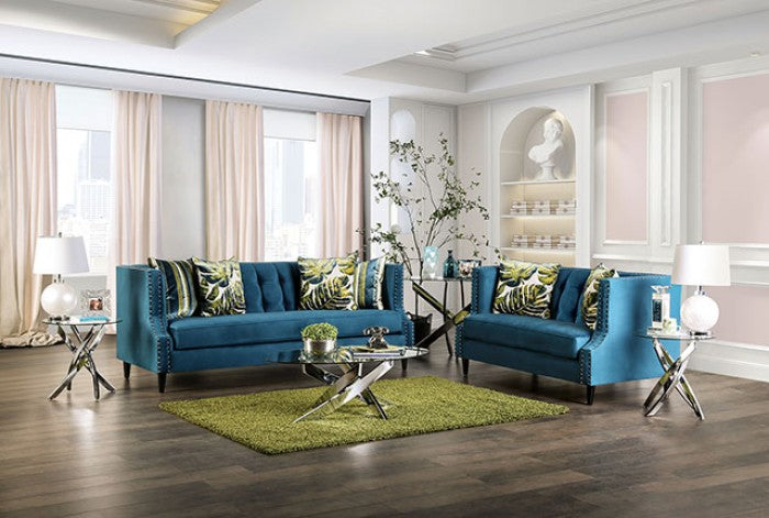 Azuletti Dark Teal/Apple Green Loveseat - SM2219-LV