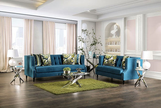 Azuletti Dark Teal/Apple Green Loveseat - SM2219-LV
