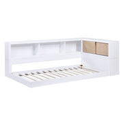 B2012BCT-1BC* (4) Twin Bookcase Corner Platform Bed - B2012BCT-1BC*
