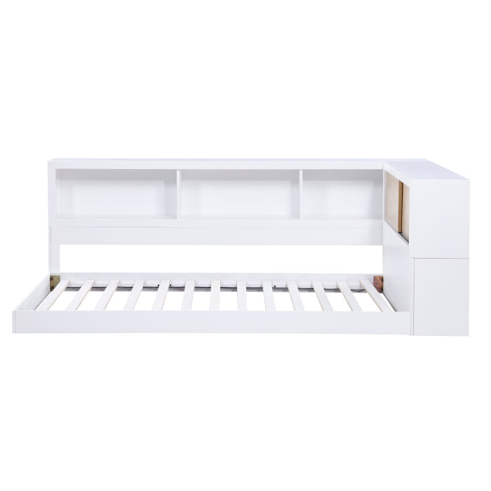 B2012BCT-1BC* (4) Twin Bookcase Corner Platform Bed - B2012BCT-1BC*