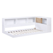 B2012BCT-1BC* (4) Twin Bookcase Corner Platform Bed - B2012BCT-1BC*