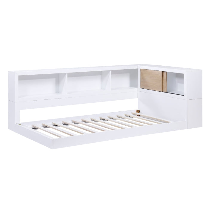B2012BCT-1BC* (4) Twin Bookcase Corner Platform Bed - B2012BCT-1BC*