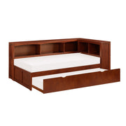 B2013BCDC-1BCR* (4) Twin Bookcase Corner Platform Bed with Twin Trundle - B2013BCDC-1BCR*