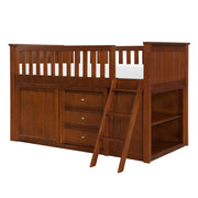 B2013LLDC-1*BC2DR (6) Low Loft Bunk with Bookcase and 2 Dressers - B2013LLDC-1*BC2DR